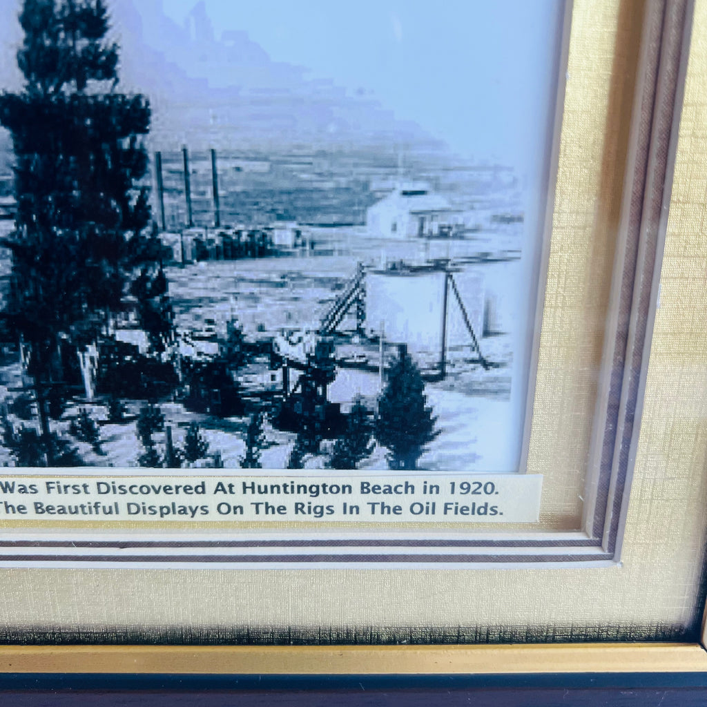 Huntington Beach PCH Oil Fields 1920’s RPPC Photograph Black & White Framed