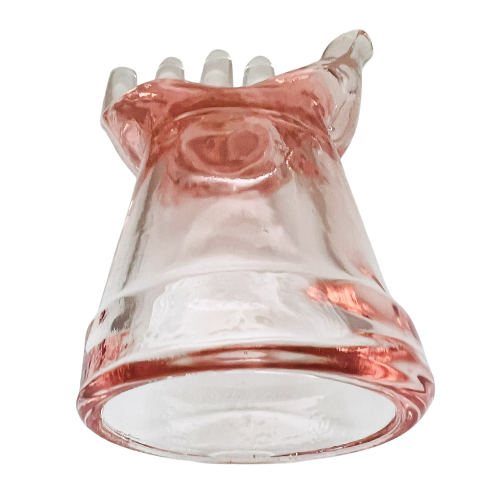 Vintage Pink Depression Glass Hand Jewelry Ring Display Holder Mannequin
