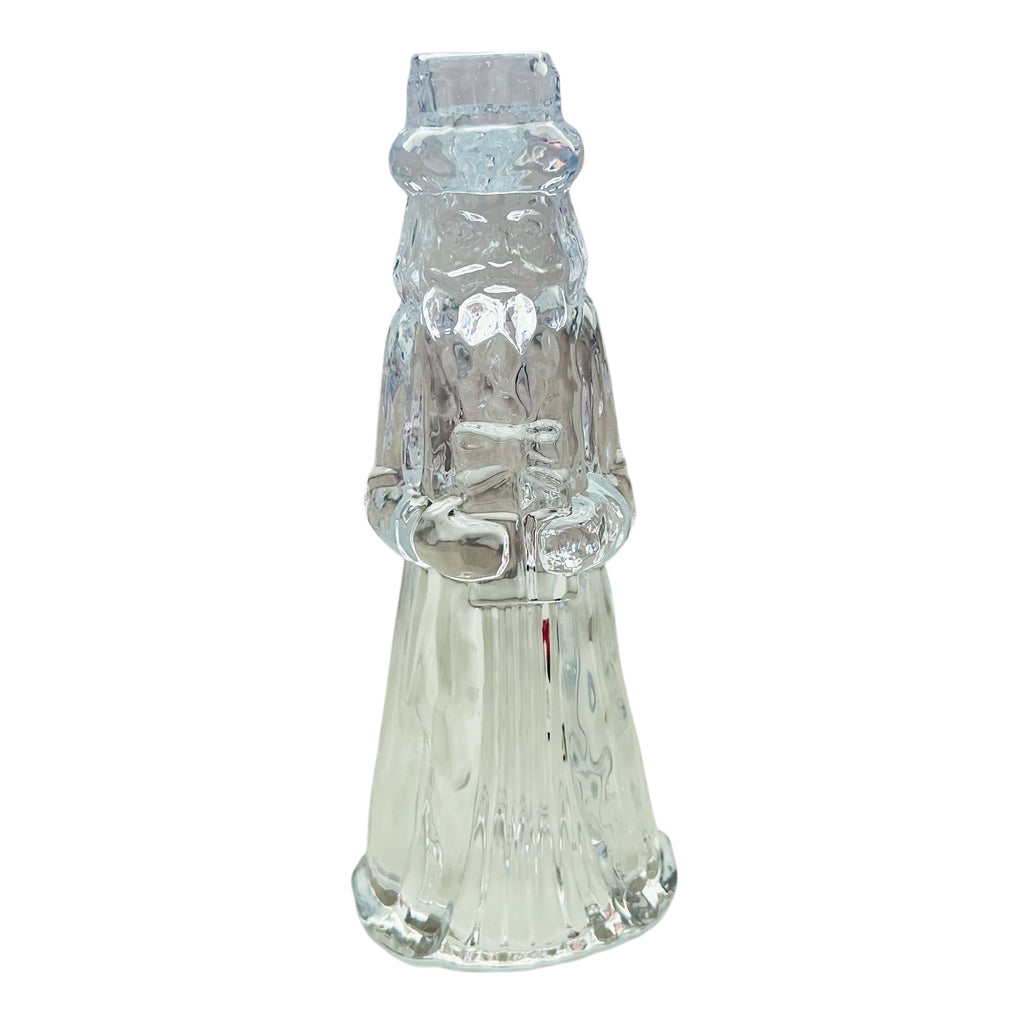 Vintage Clear Glass Santa Candle Stick Holder