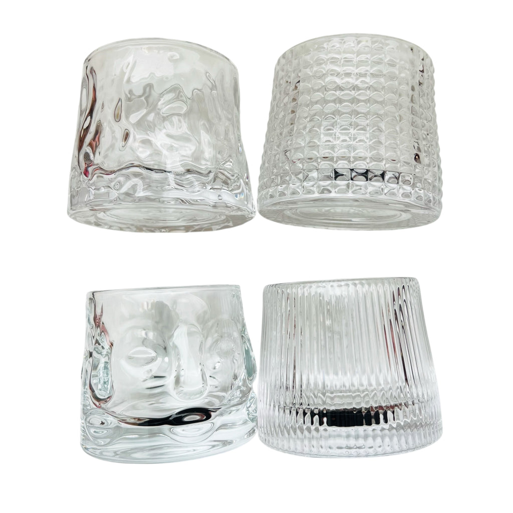 Whiskey Clear Textured Glass Set of Four