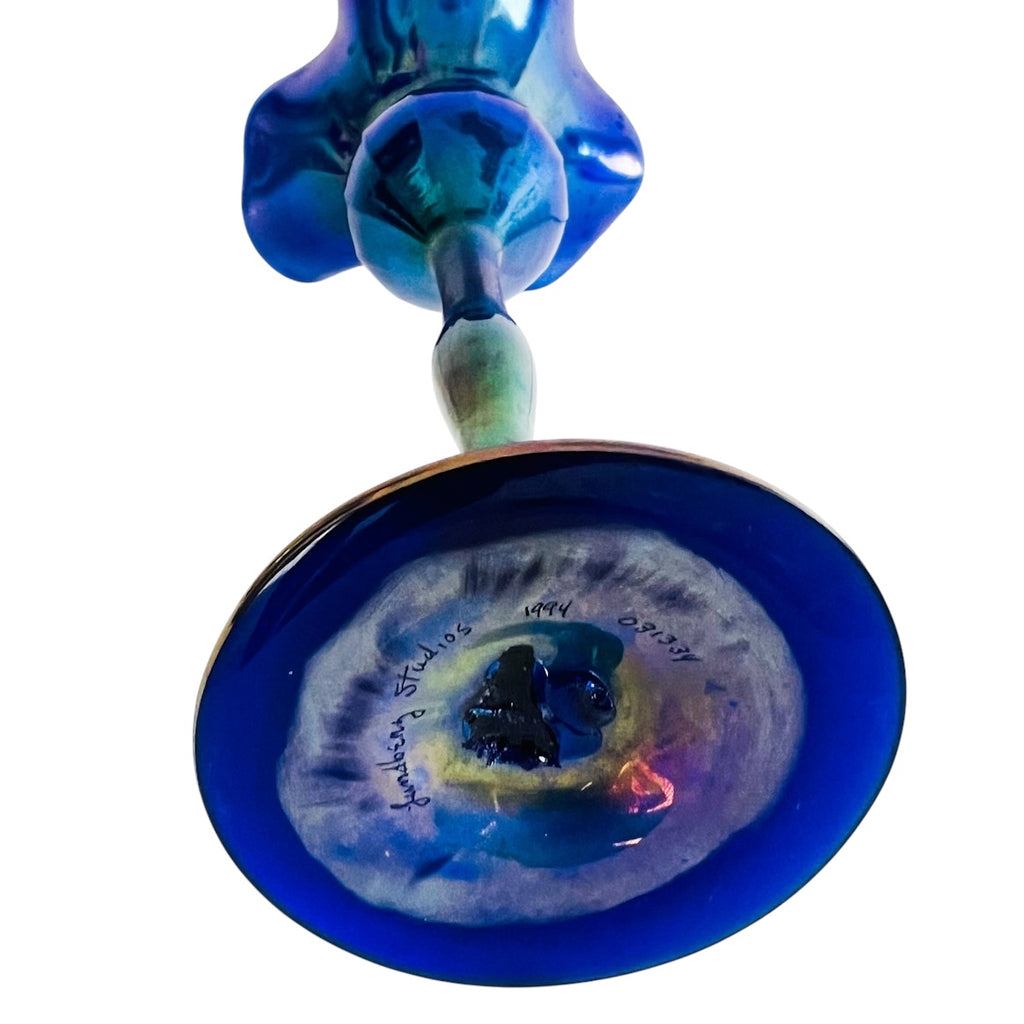 Vintage Lundberg Studios Art Glass Footed Stem Vase