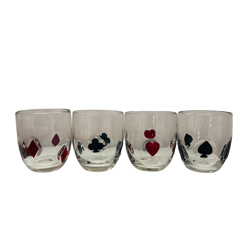 Vintage MCM Playing Card Suit Glasses Set