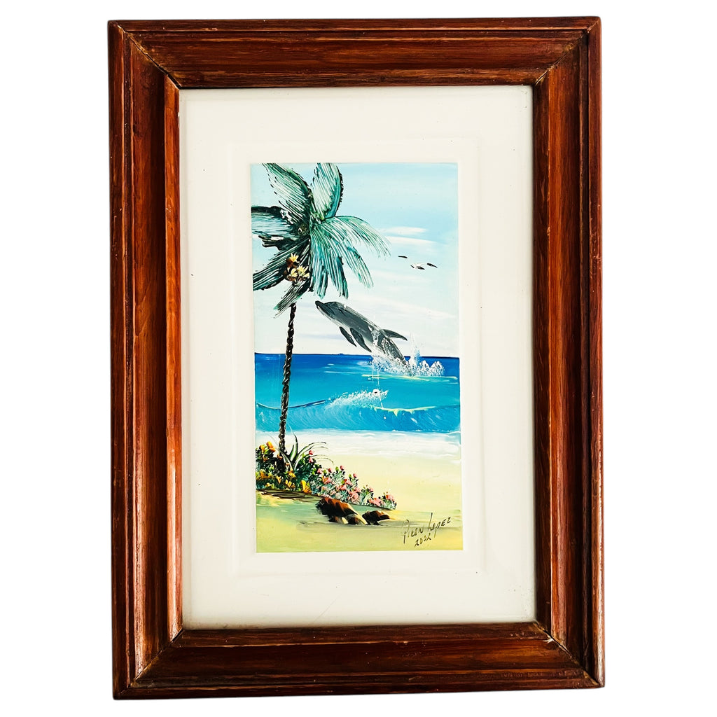 Vintage Luis Gabriel Finger Paint Oil Painting Framed Wall Art