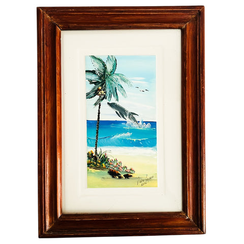 Vintage Luis Gabriel Finger Paint Oil Painting Framed Wall Art