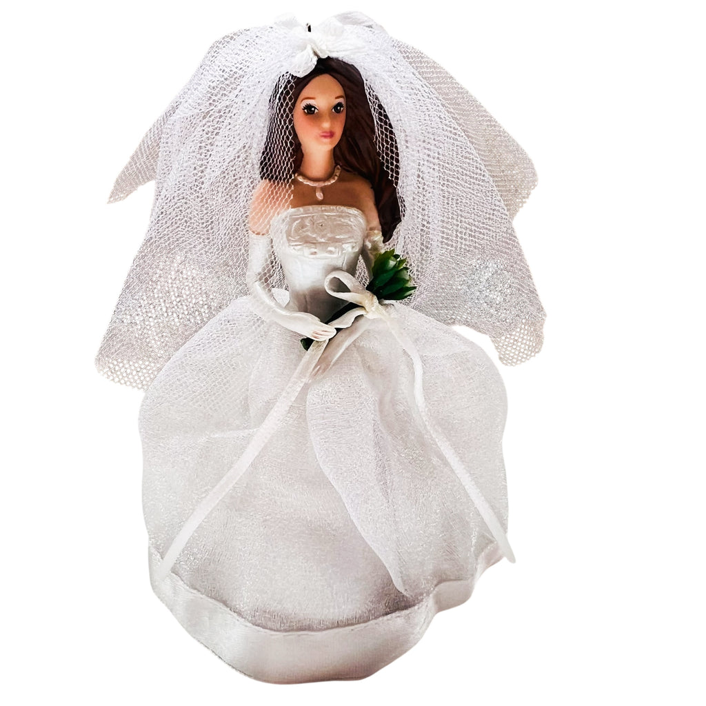 Hallmark Porcelain Barbie Mattel Burnette 2002 Bridal Doll Cake Topper-Ornament