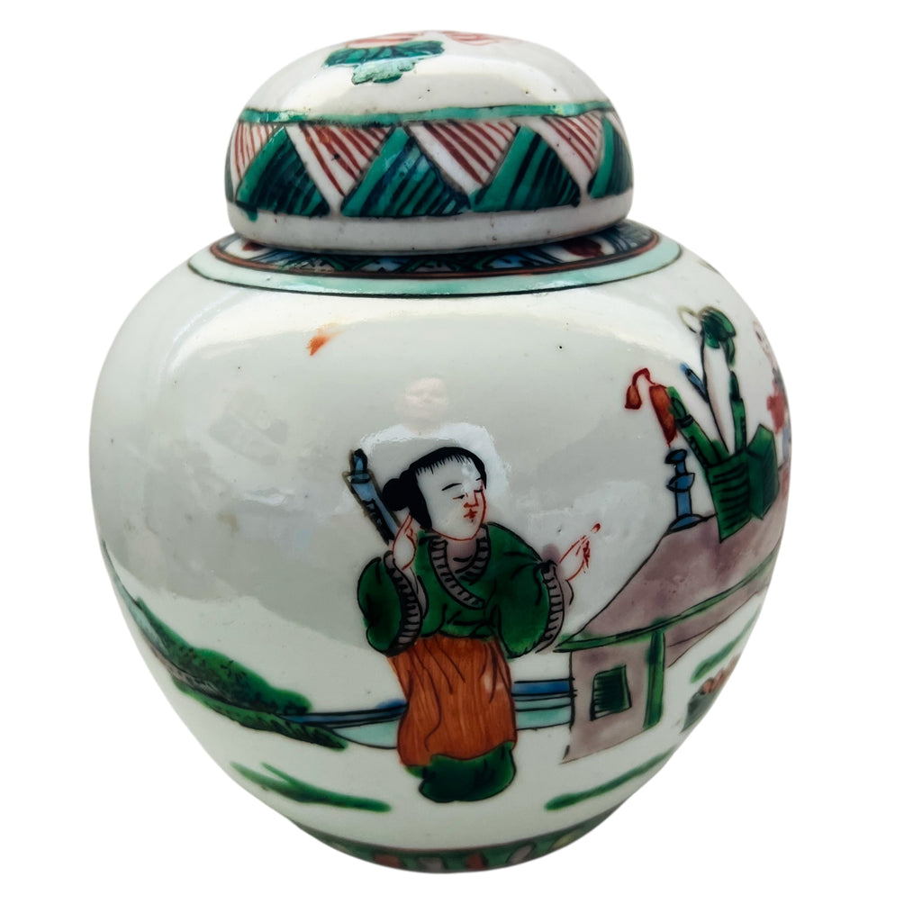 Chinese Ginger Jar Hand-Painted Ceramic Jar with Lid