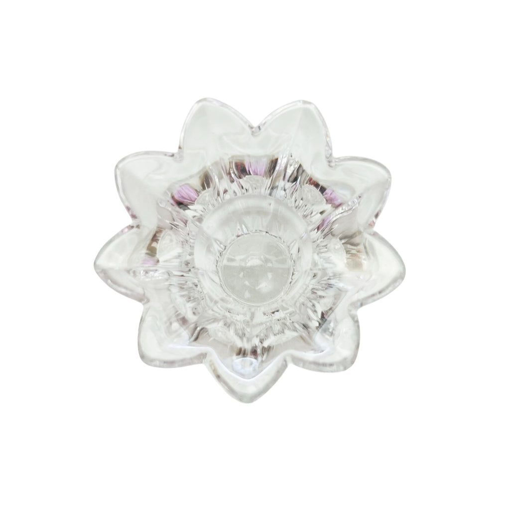 Vintage Clear Cut Glass Taper Candlestick Holder