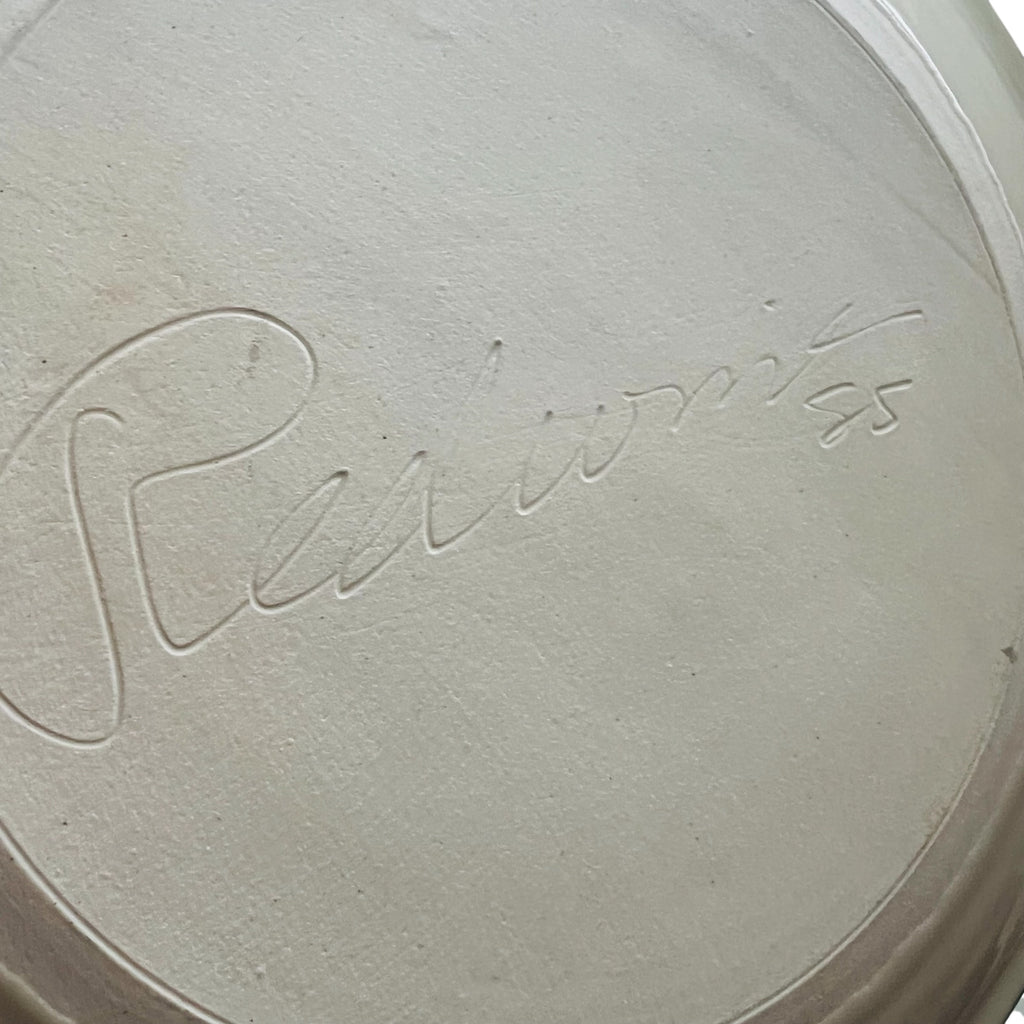 Vintage Michael Redwine Studio Pottery Blue Goose Clay Artist Signed Plate