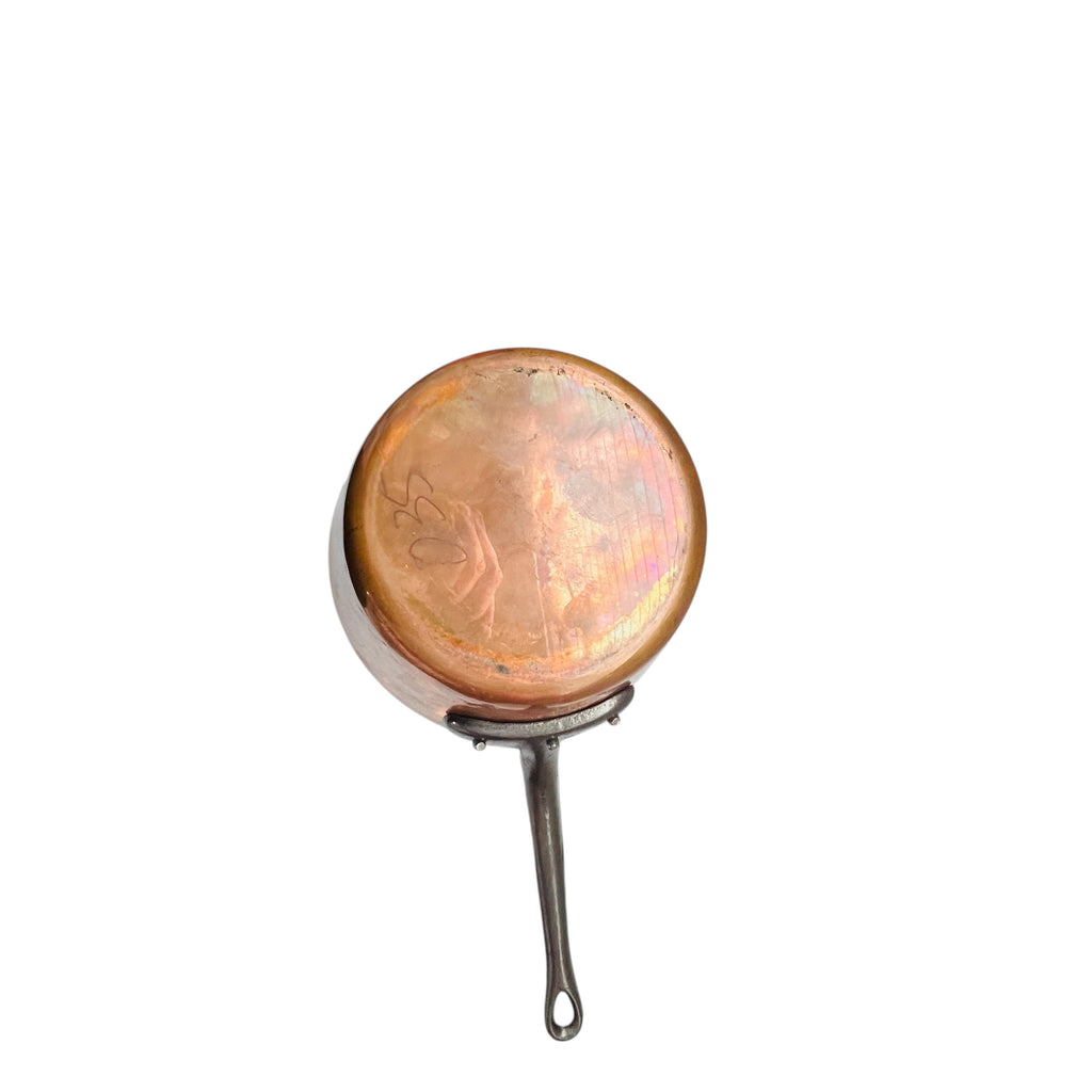 Vintage Fabrication Francaise Heavy French Copper Pot with Long Handle