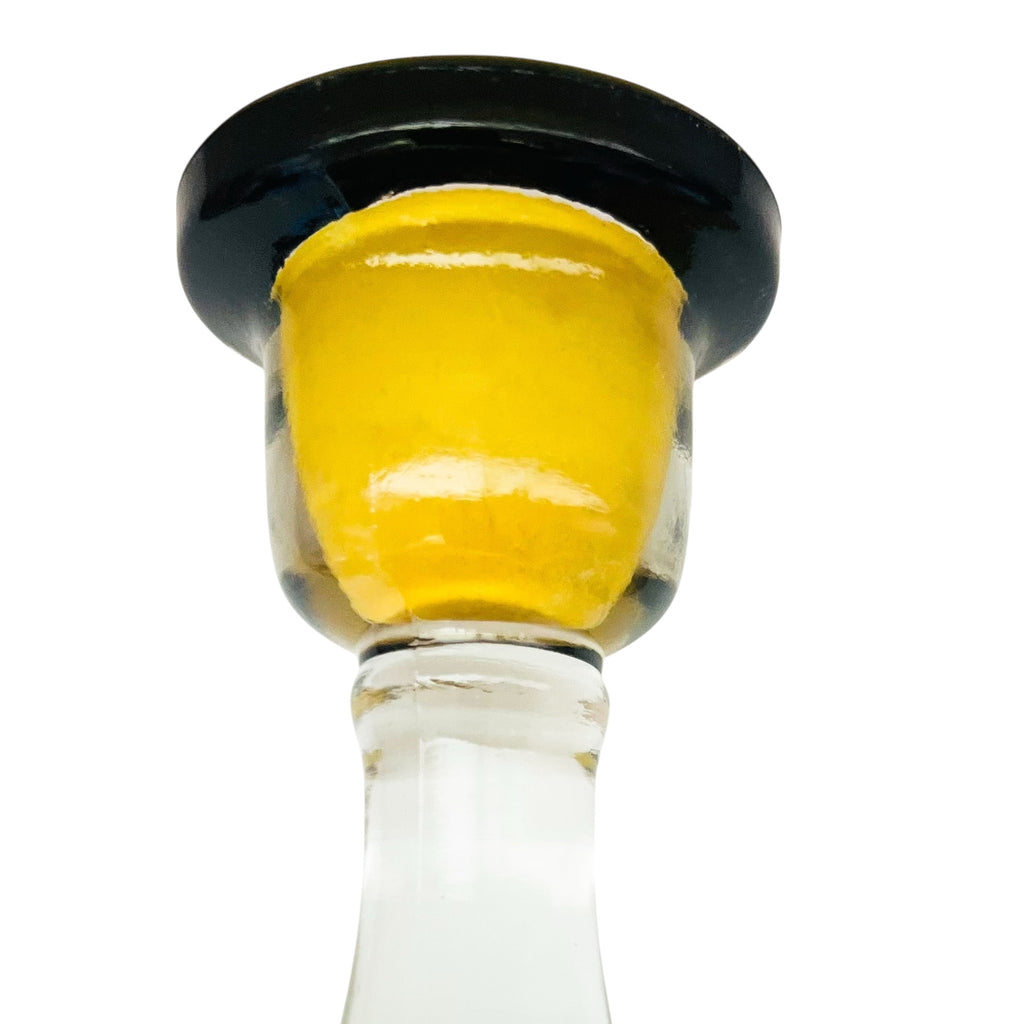 Vintage MCM Black Yellow and Clear Glass Candle Holders