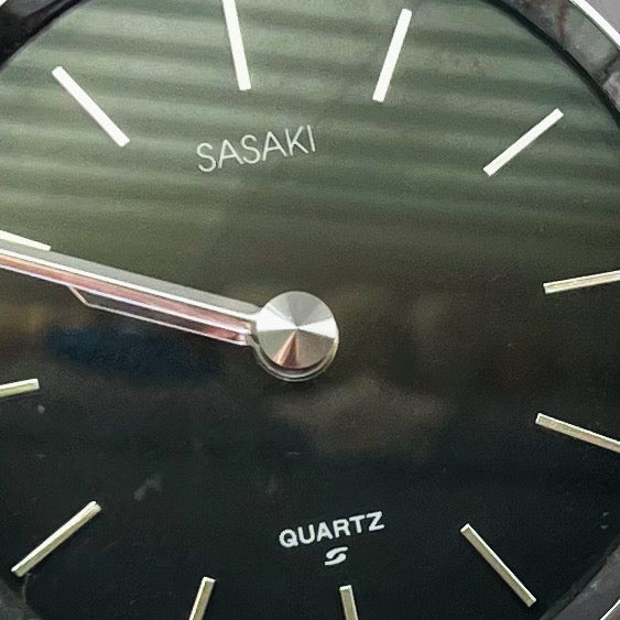 Vintage Sasaki Mantel Clock Table Desk Heavy Glass Quartz