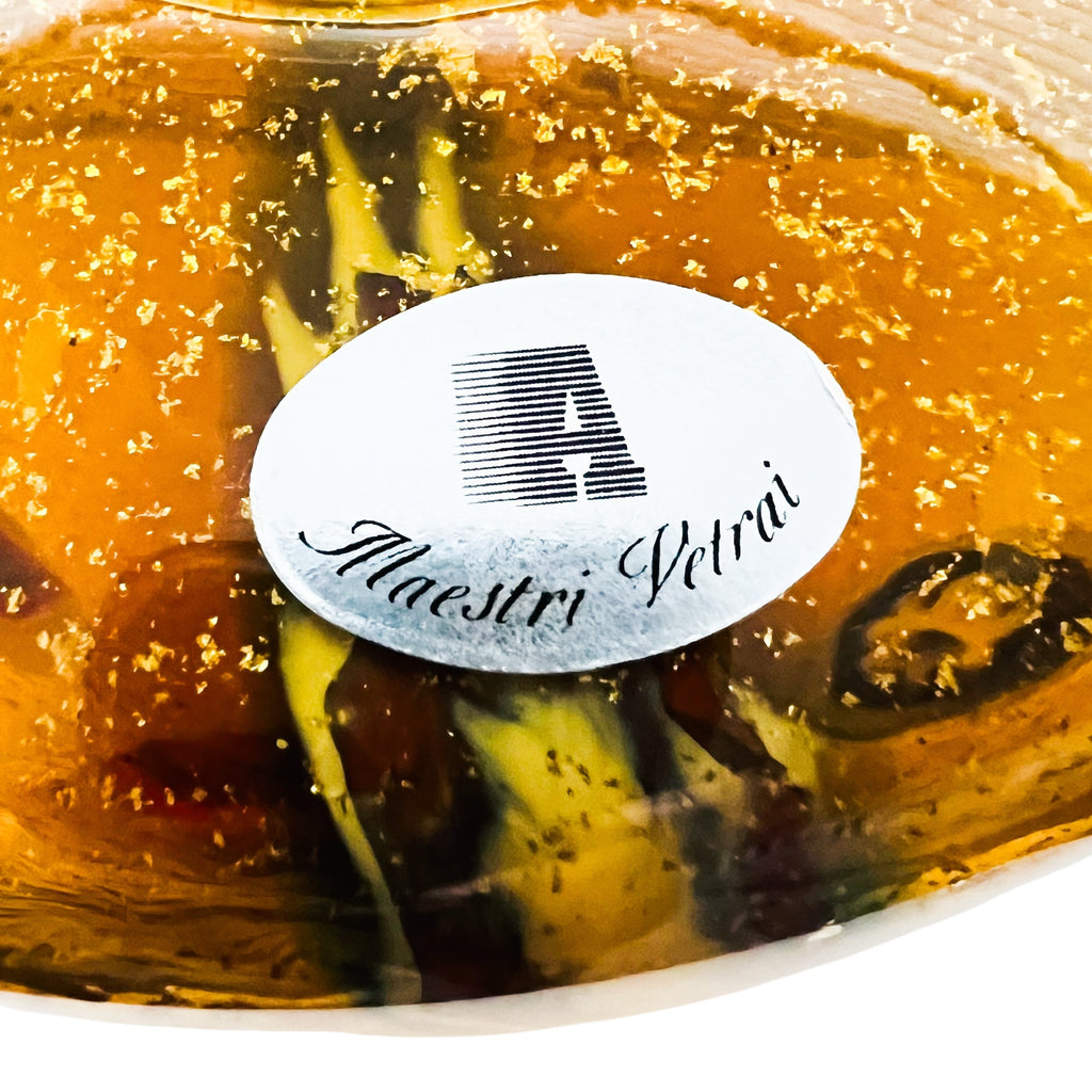 Vintage Maestri Vetrai Italy Amber Glass Art Vase