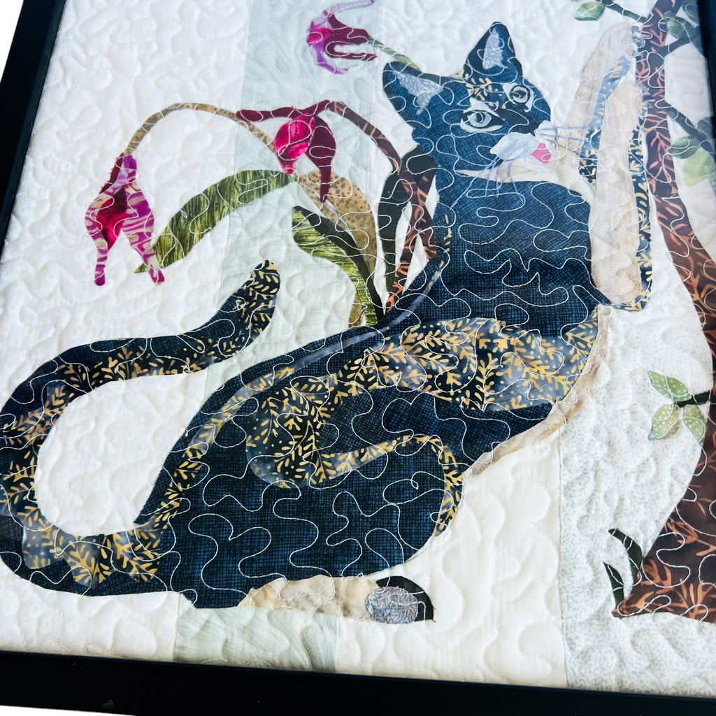 Vintage Cat Quilt Custom Framed Wall Art