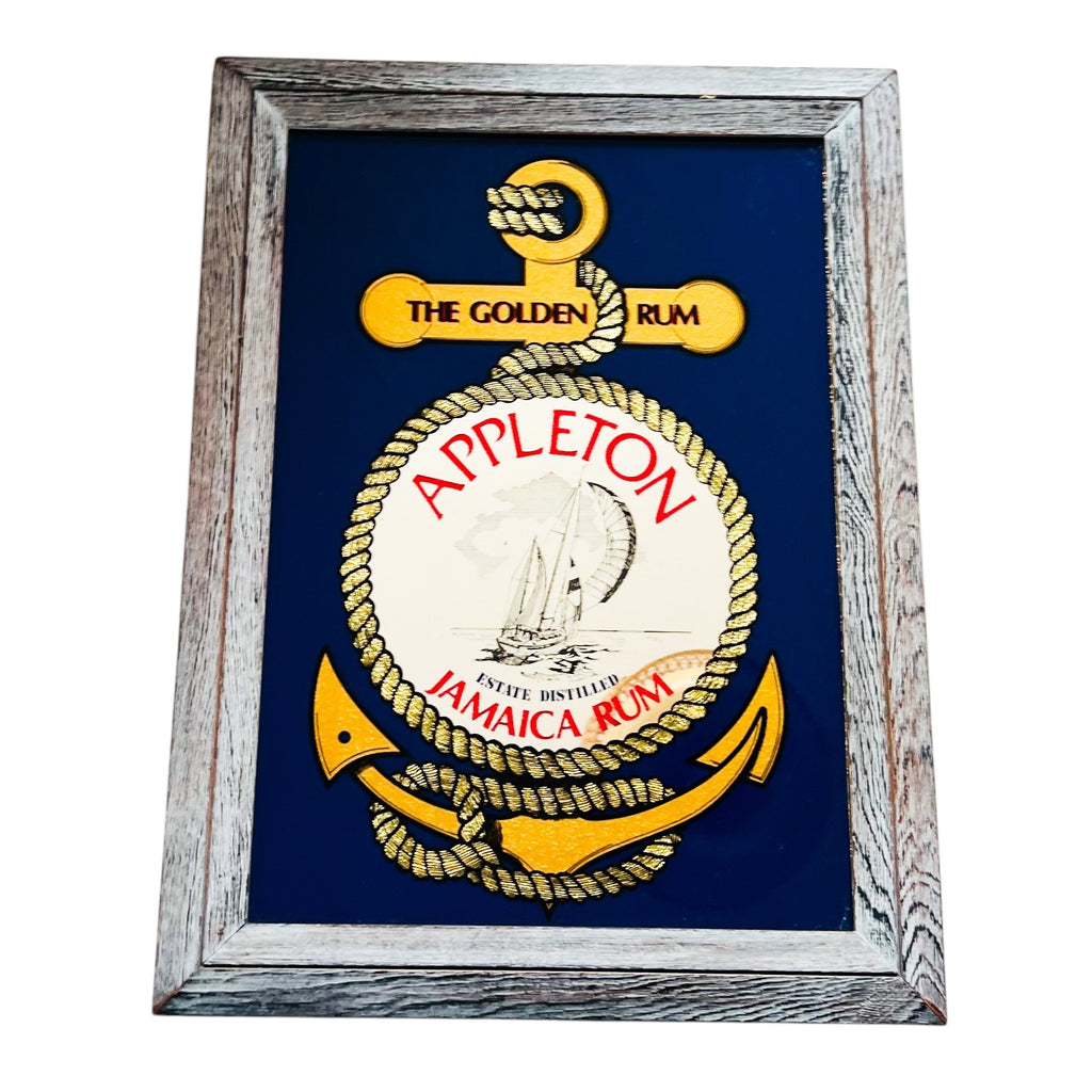 Vintage Appleton Jamaica Rum Nautical Theme Bar Framed Mirror