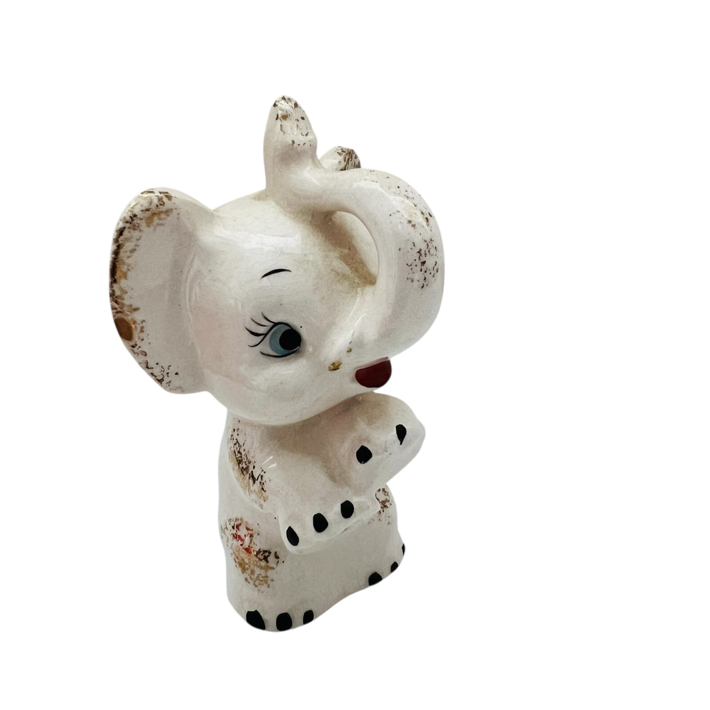 Vintage JAPAN Gold Glitter Blue Eyed Elephant Figurine