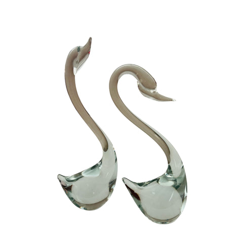 Vintage ACE Handblown Crystal Glass Swan Figurines
