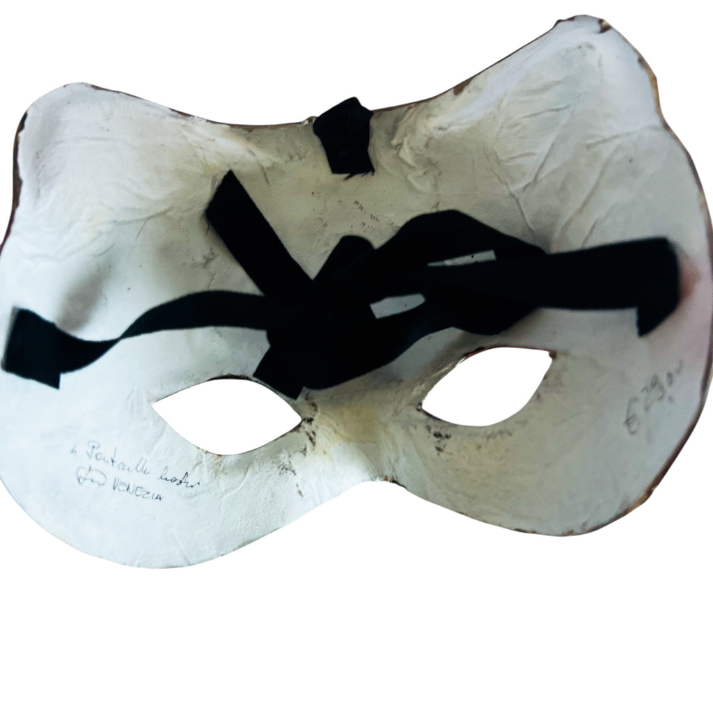 Venetian Handmade Paper Mache Mardi Gras Cat Masquerade Mask