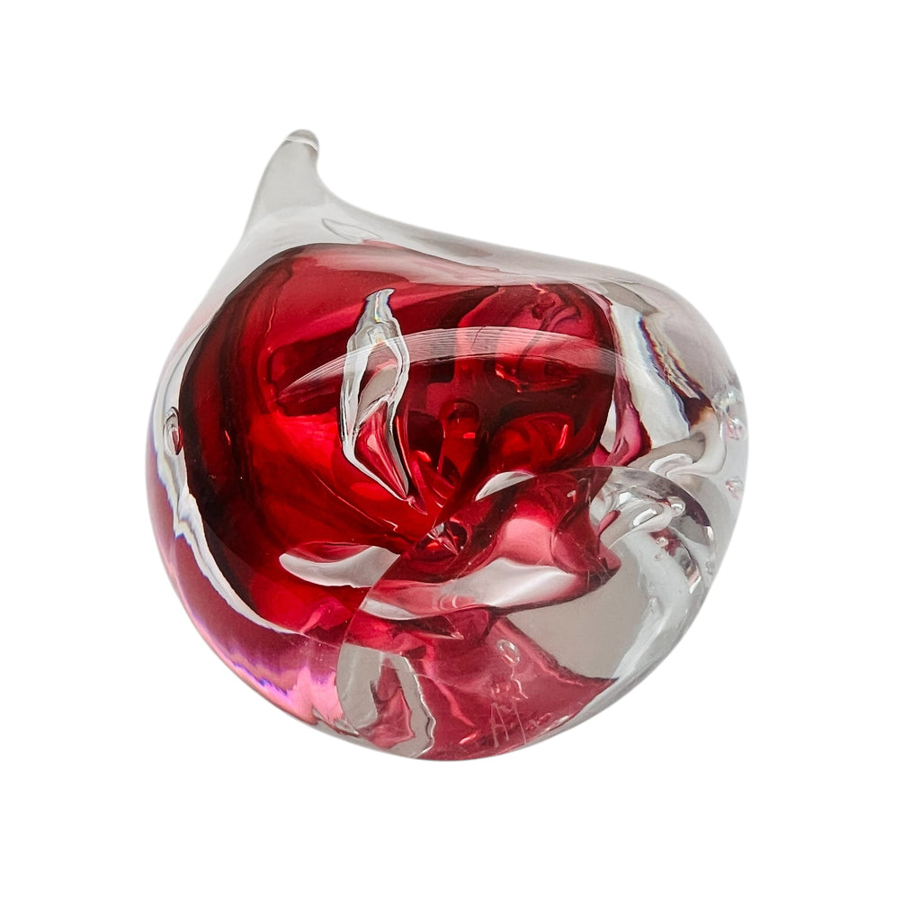 Vintage Adam Jablonski Signed Teardrop Art Glass Paperweight