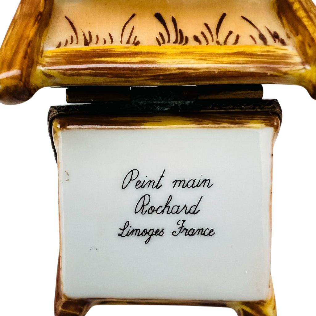 Limoges Rochard France Beach Chair with Palm tree and Pink Hat Box