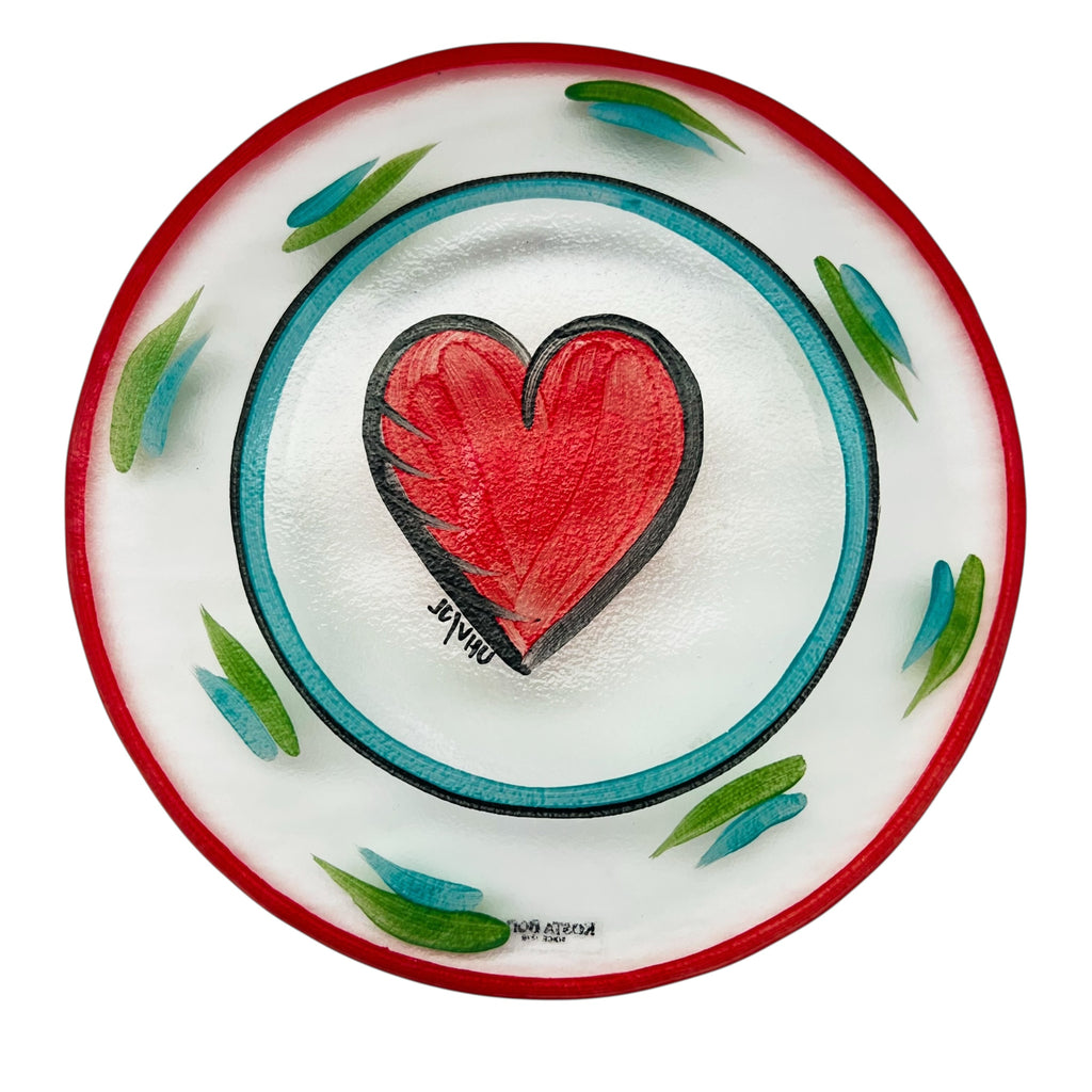 Kosta Boda Glass Heart Ulrica Hydman-Vallien Hand Painted Plate