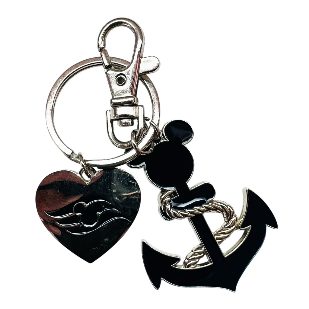 Disney Cruise Line Mickey Icon Anchor & Heart Charm Keychain