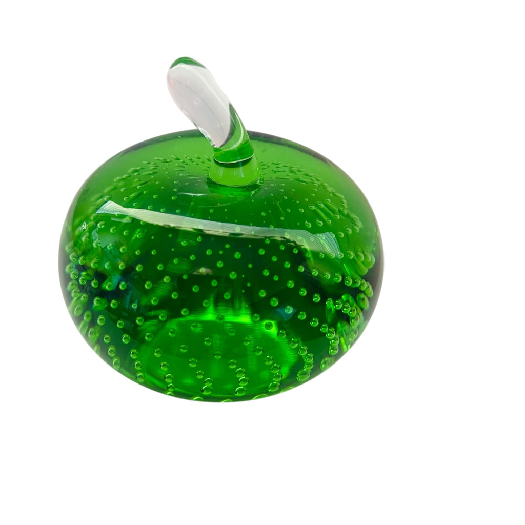 Vintage Green Apple Art Glass Paperweight