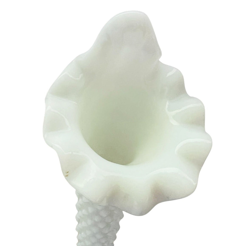 Vintage Fenton Hobnail White Milk Glass Epergne Horn