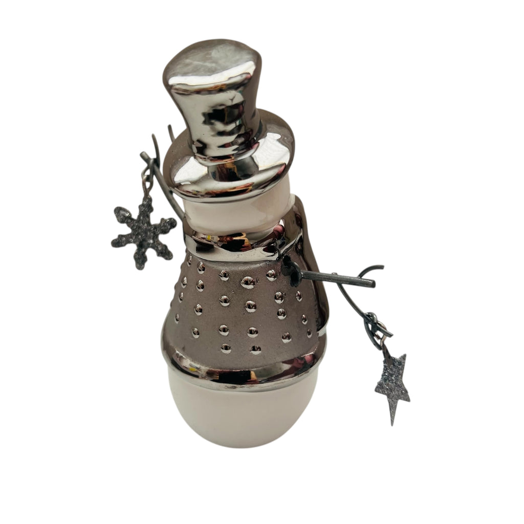 Pier 1 Santa Christmas Silver White Ceramic Figurine