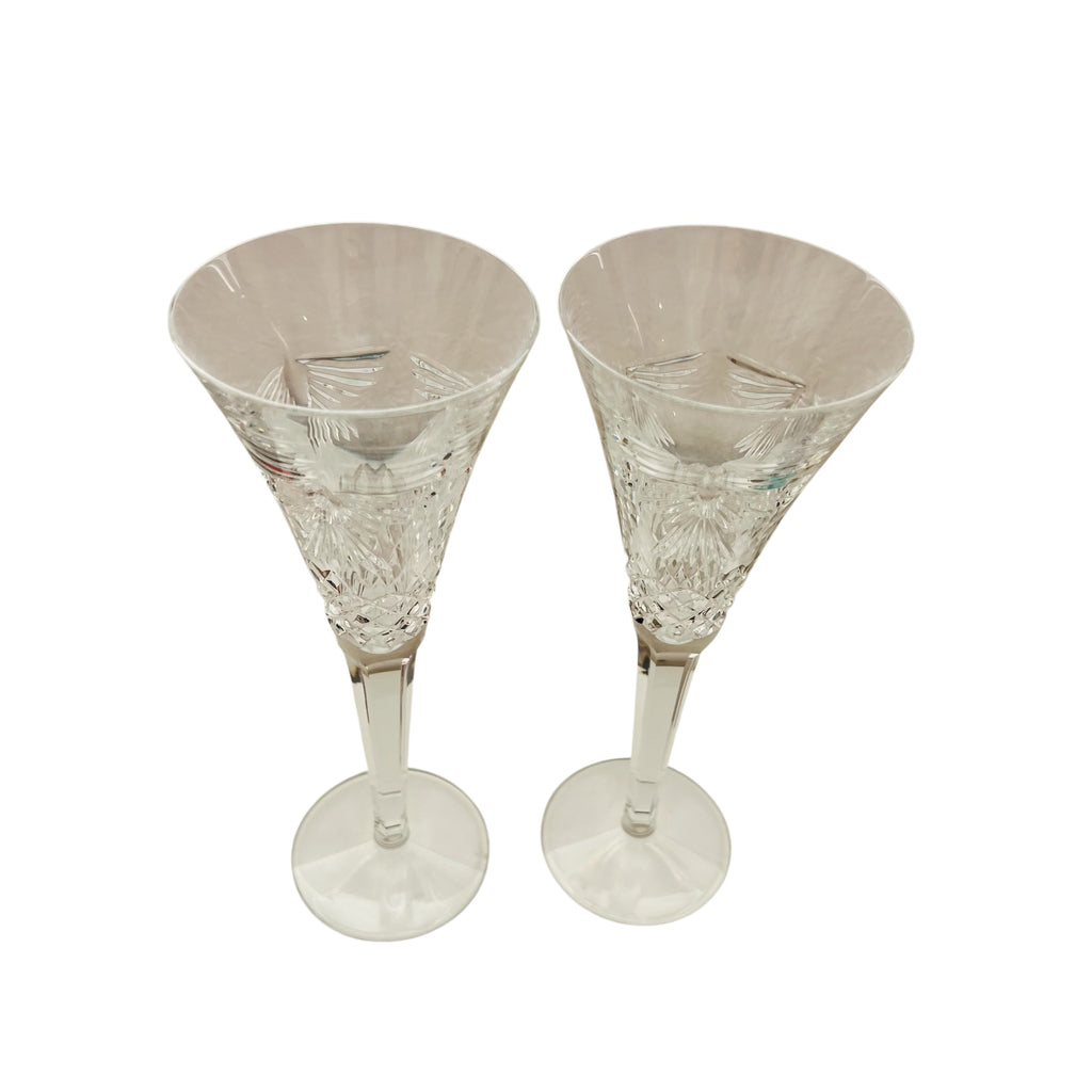 Waterford Crystal Millennium Collection Peace Dove Champagne Flutes -Pair