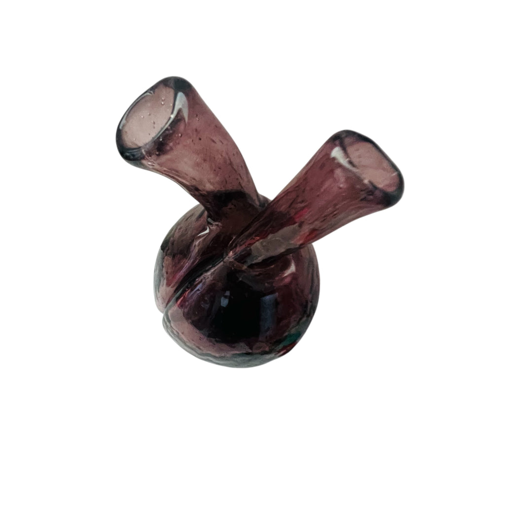 Vintage Art Glass Handblown Amethyst Double Bud Vase