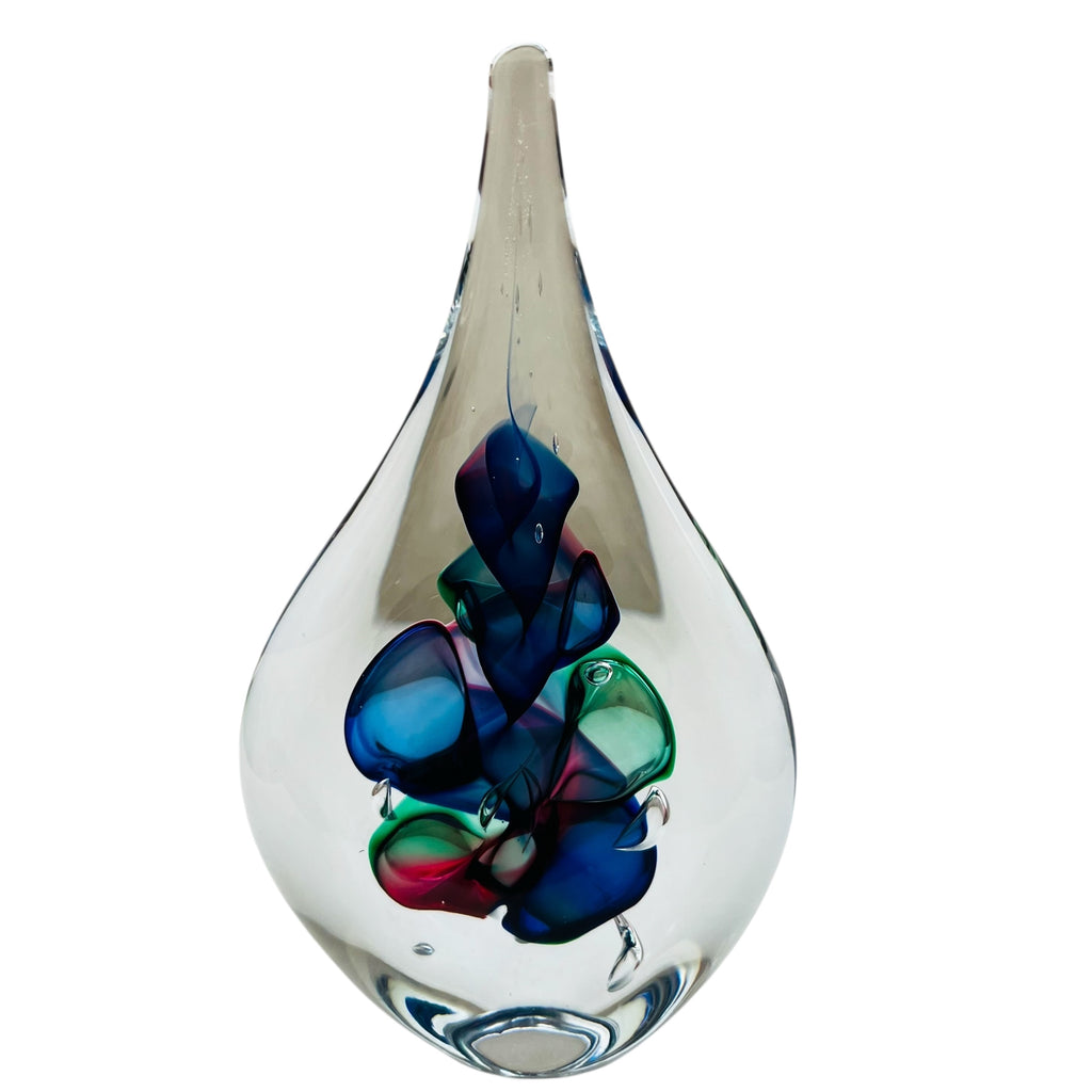 Marian Pyrcak MP Crystal Art Glass Tear Drop Paperweight