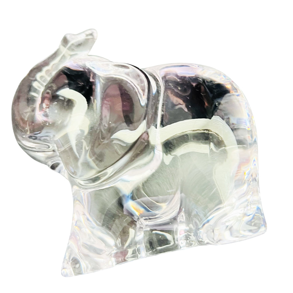 Vintage Crystal Glass Elephant Figurine