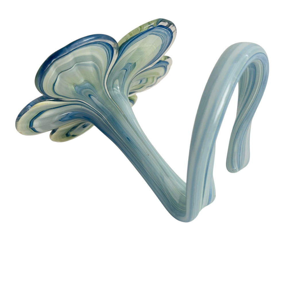 Vintage Art Glass Long Stem Stand Swirl Flower