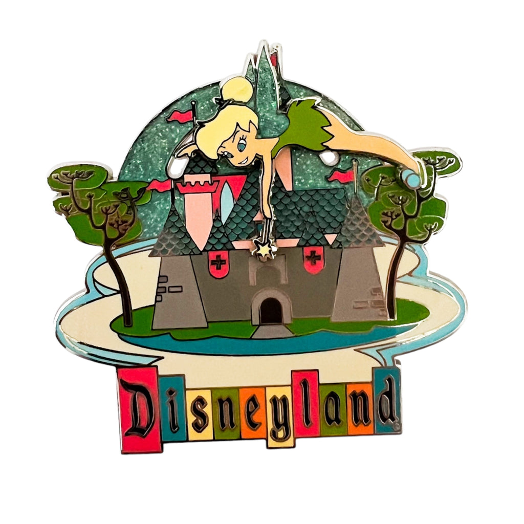Disneyland 50th Anniversary Tinker Bell Slider Castle Retro Collection Pin
