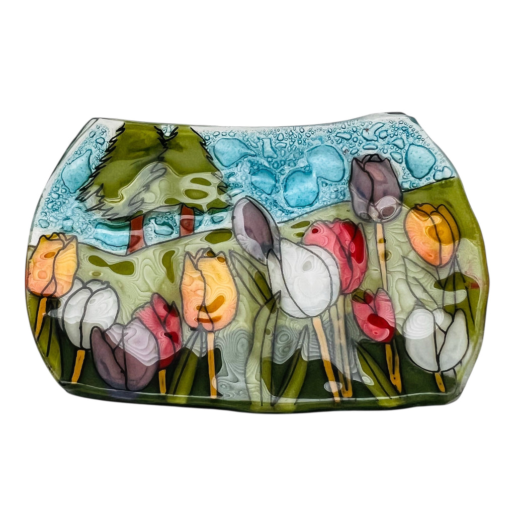 Tulips Fused Glass Soap Dish
