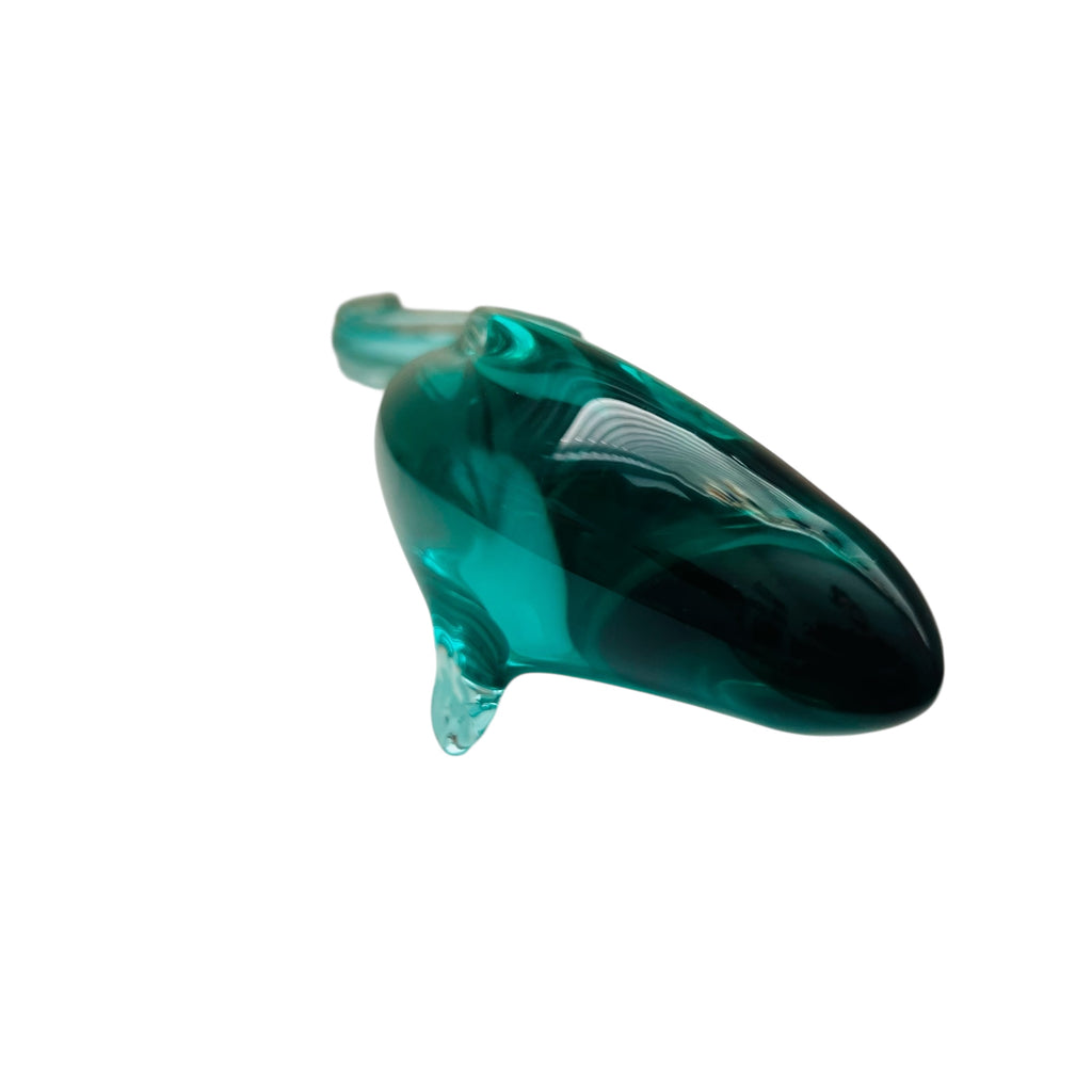 Vintage Fish Sleek Teal Art Glass Sculpture