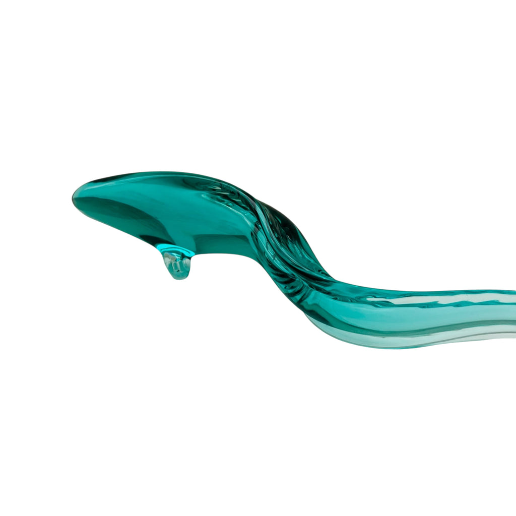 Vintage Fish Sleek Teal Art Glass Sculpture