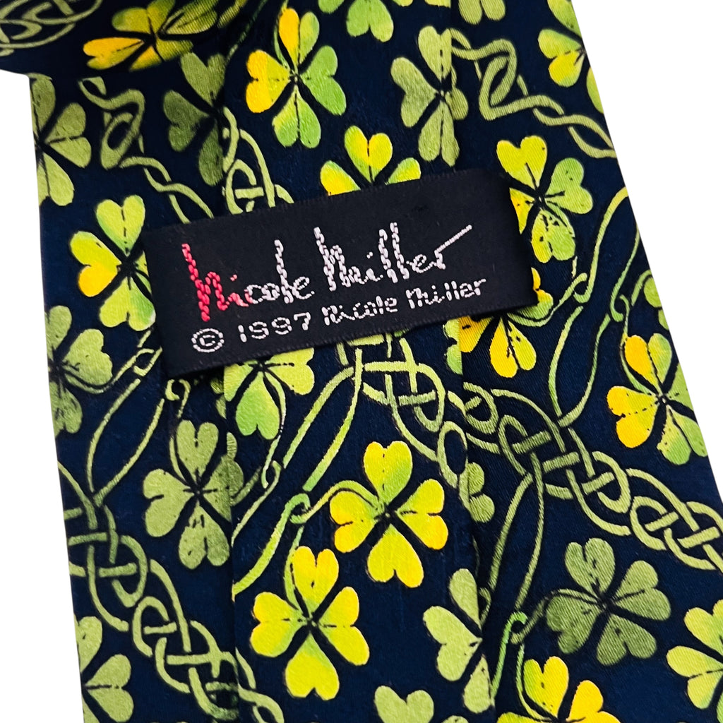 Vintage 1986 Nicole Miller Shamrock Men’s 100% Silk Tie