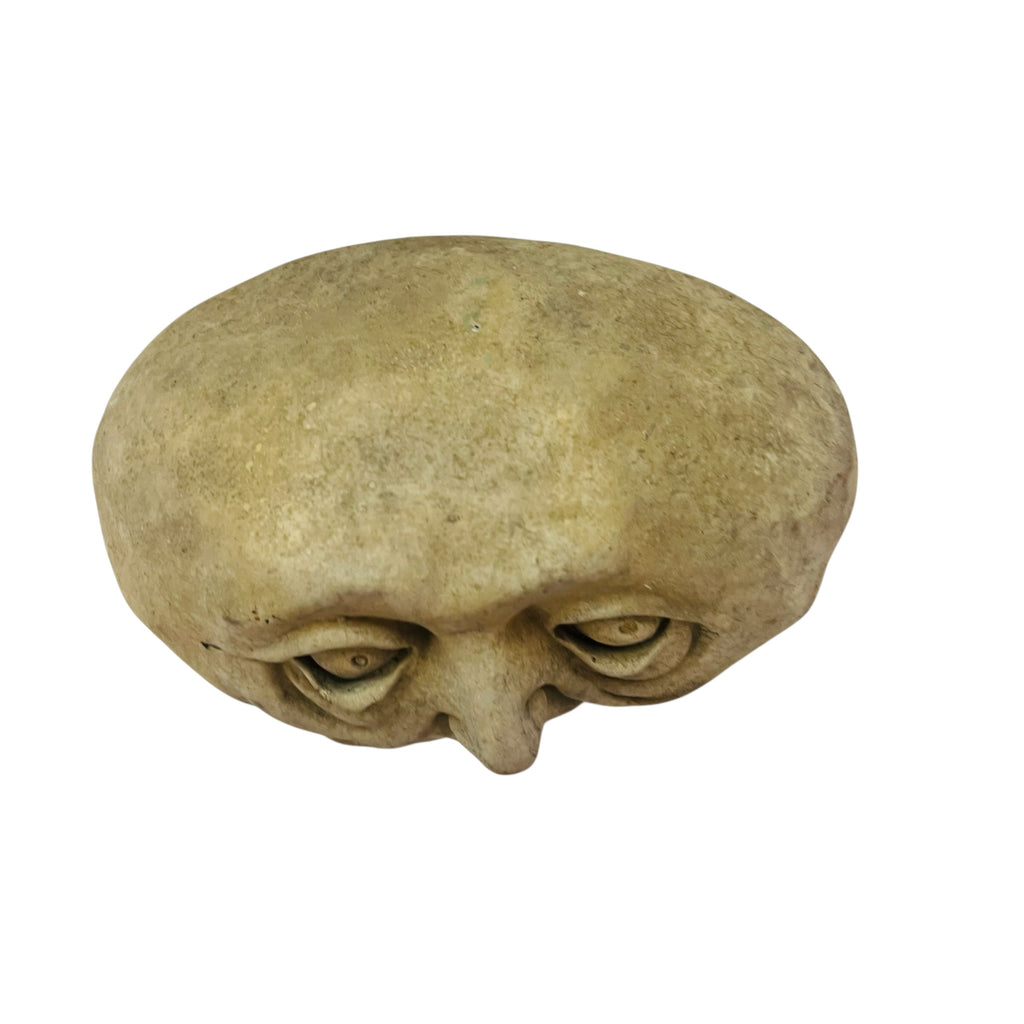 Vintage Whimsical Stone Face Cast Stone Garden Rock Sculpture