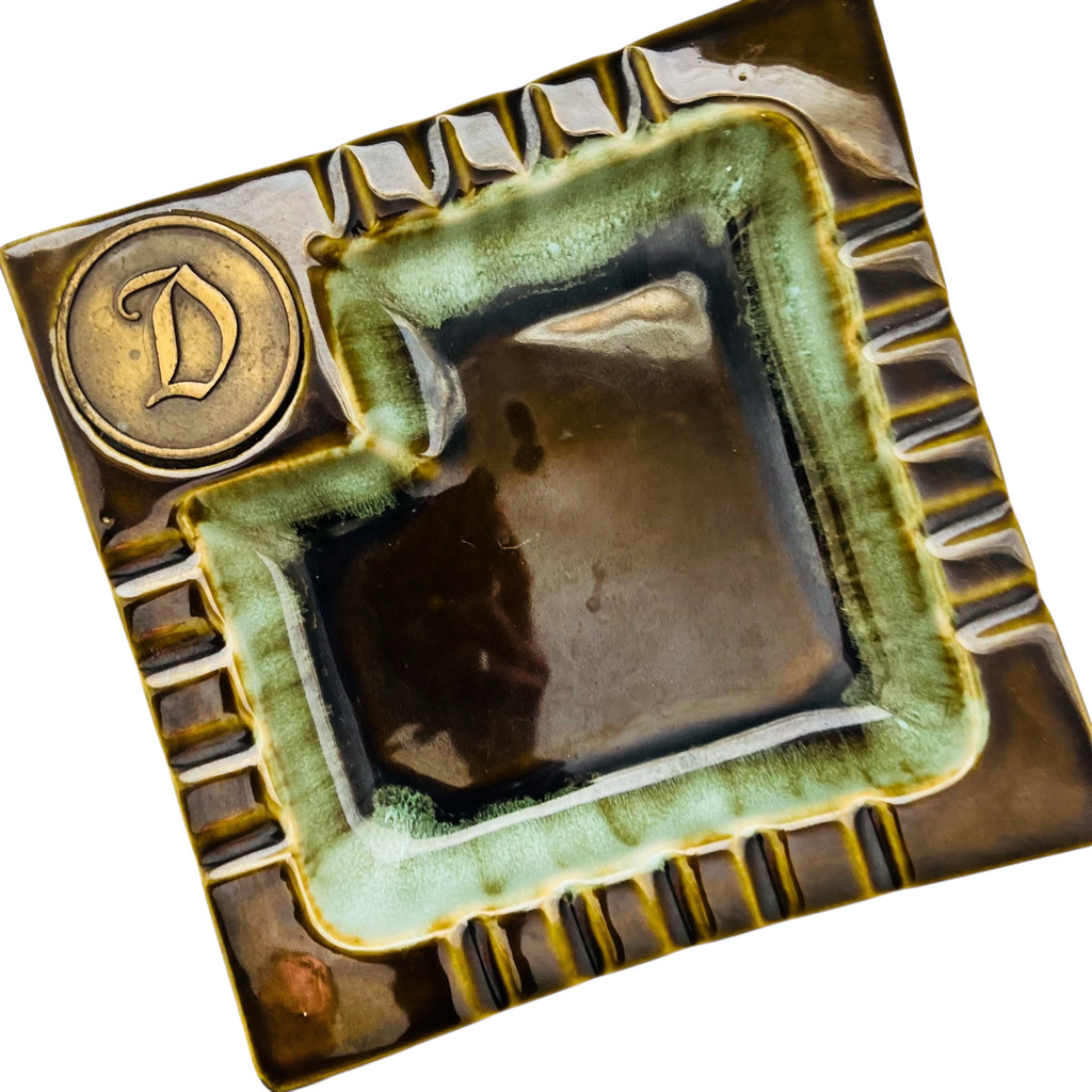 Vintage Teamline USA 55 with Letter D Medallion Monogram Ceramic Ashtray