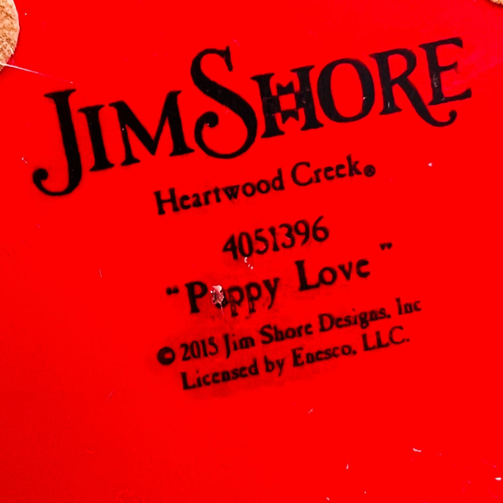 Jim Shore Heartwood Creek "Puppy Love" Puppy with Red Rose In Mouth Figurine