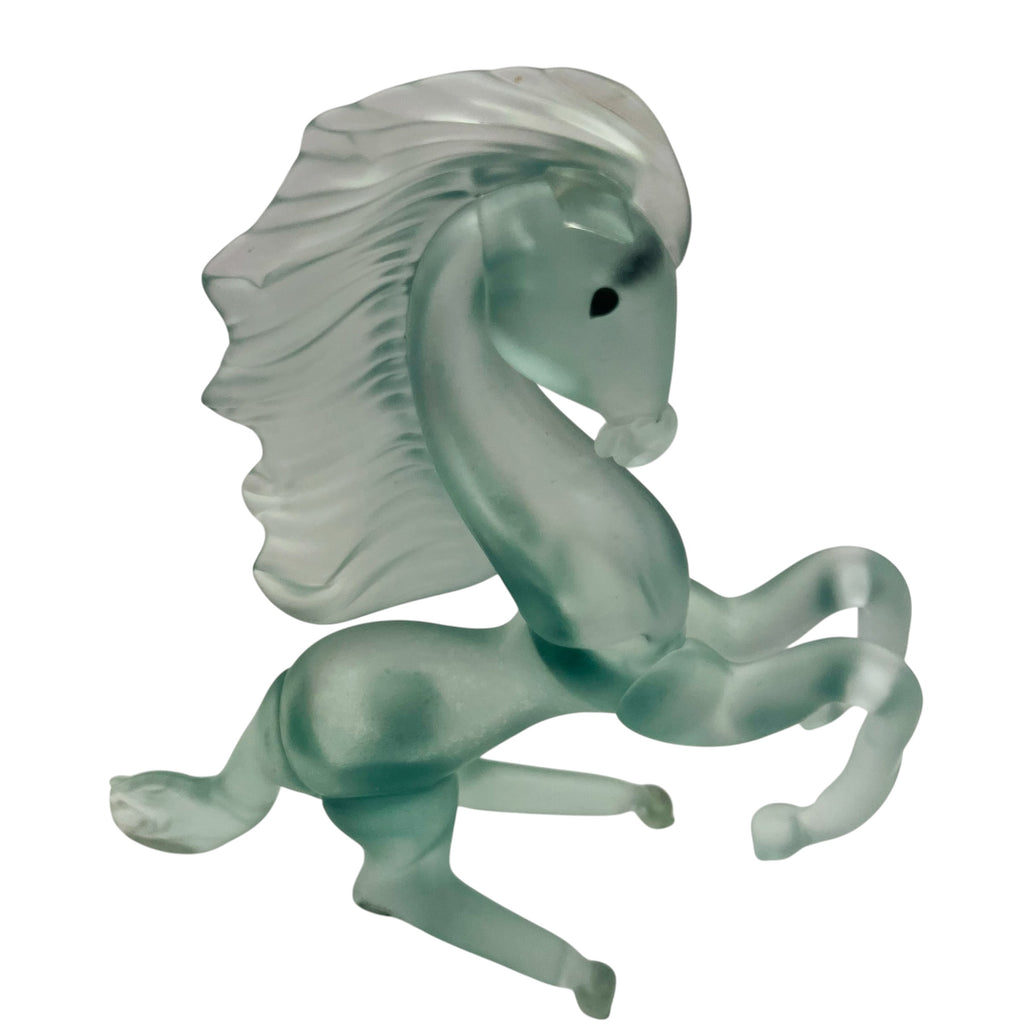 Vintage Frosted Muted Glass Horse Rearing Figure
