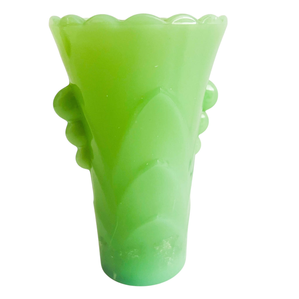 Vintage Jadeite Green Glass Flower Vase