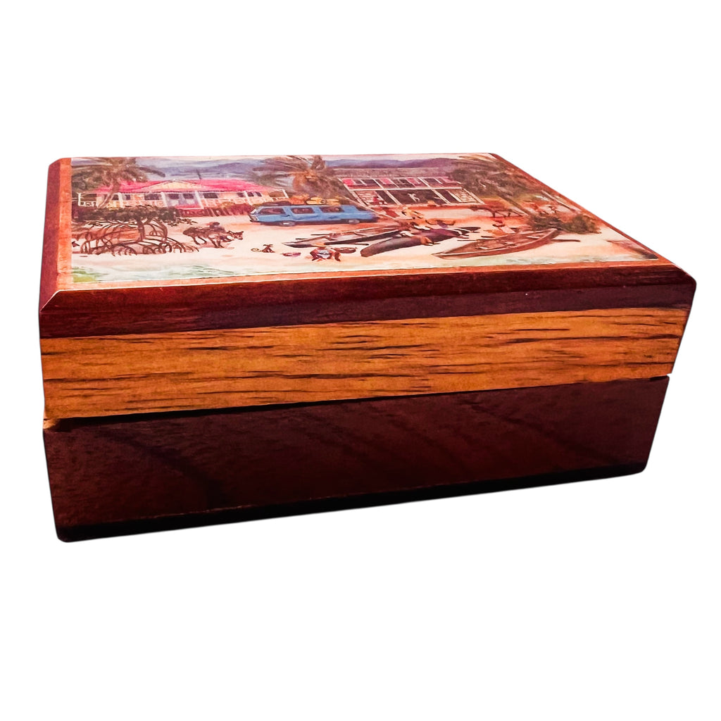 Vintage Annabella Box Company Beach Scene Wood Trinket Box by Eve Foster
