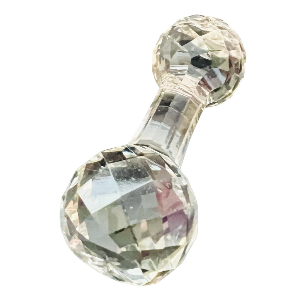 Vintage Cut Crystal Faceted Elegant Glass Star Ends Barbell