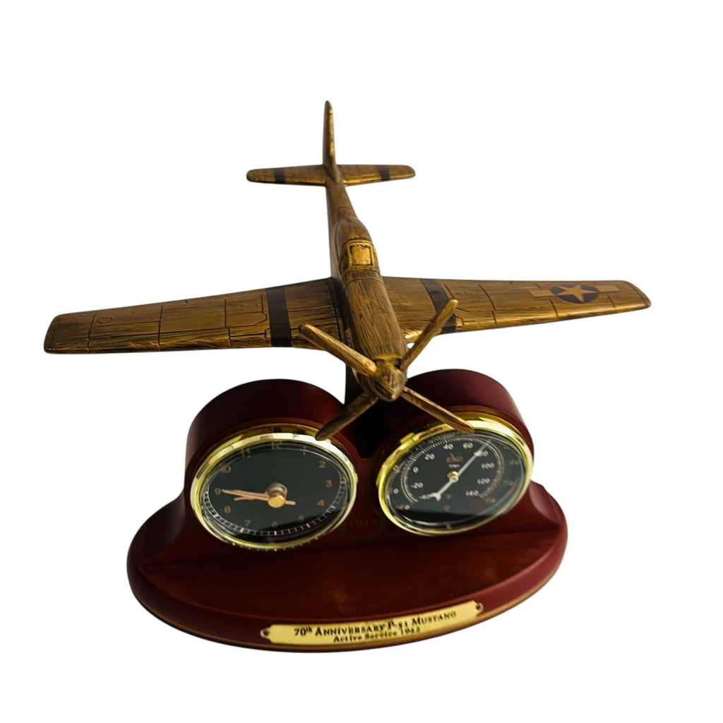 Bradford Exchange 70th Anniversary P-51 Mustang Thermometer Clock Display