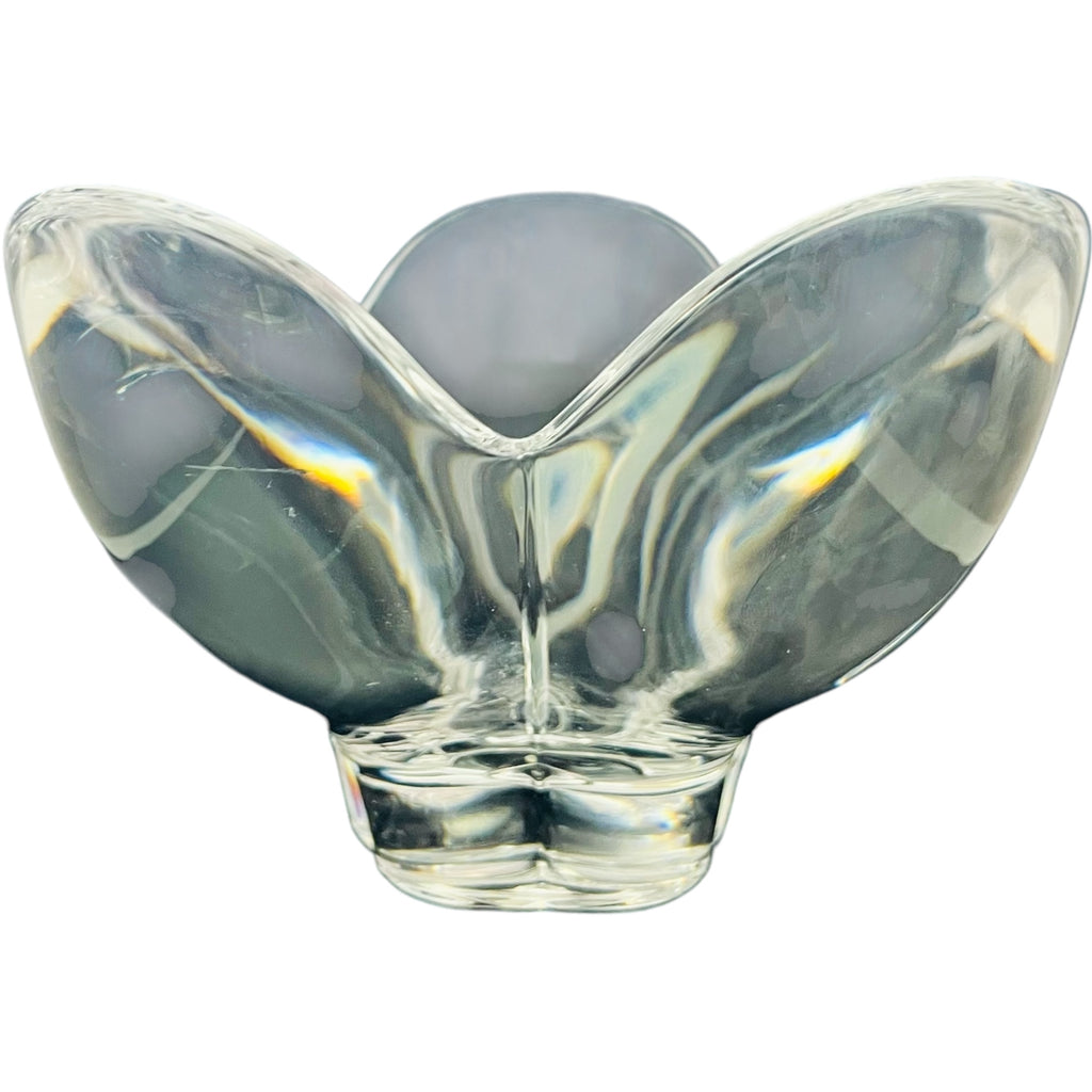 Vintage Orrefors Clear Crystal Lotus Flower Footed Dish Bowl
