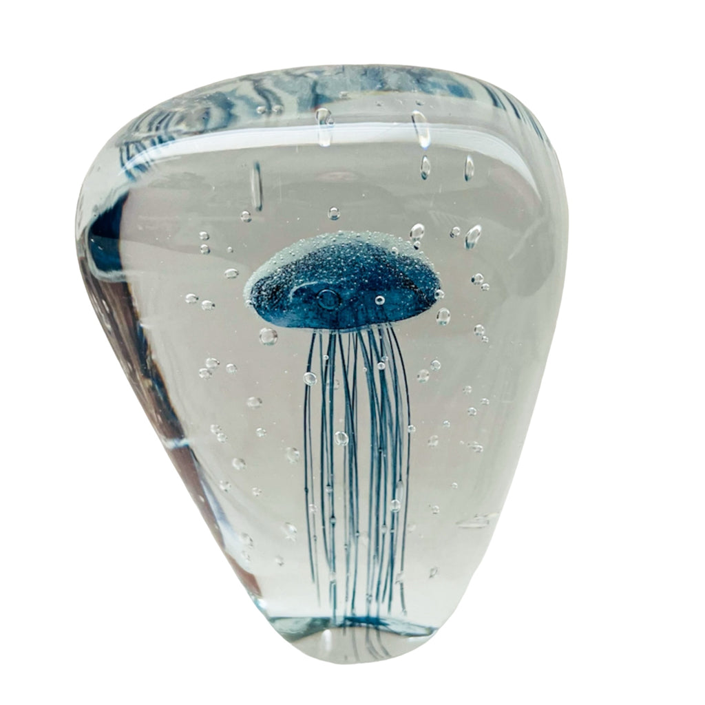 Jellyfish Art Glass Glow in the Dark Paperweight Figure