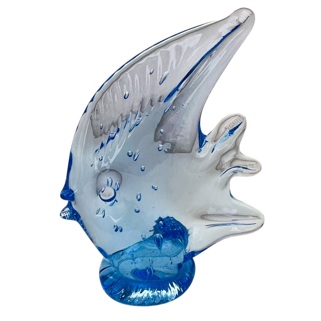 Vintage Blue Angel Fish Hand Blown Glass Controlled Bubble Figurine