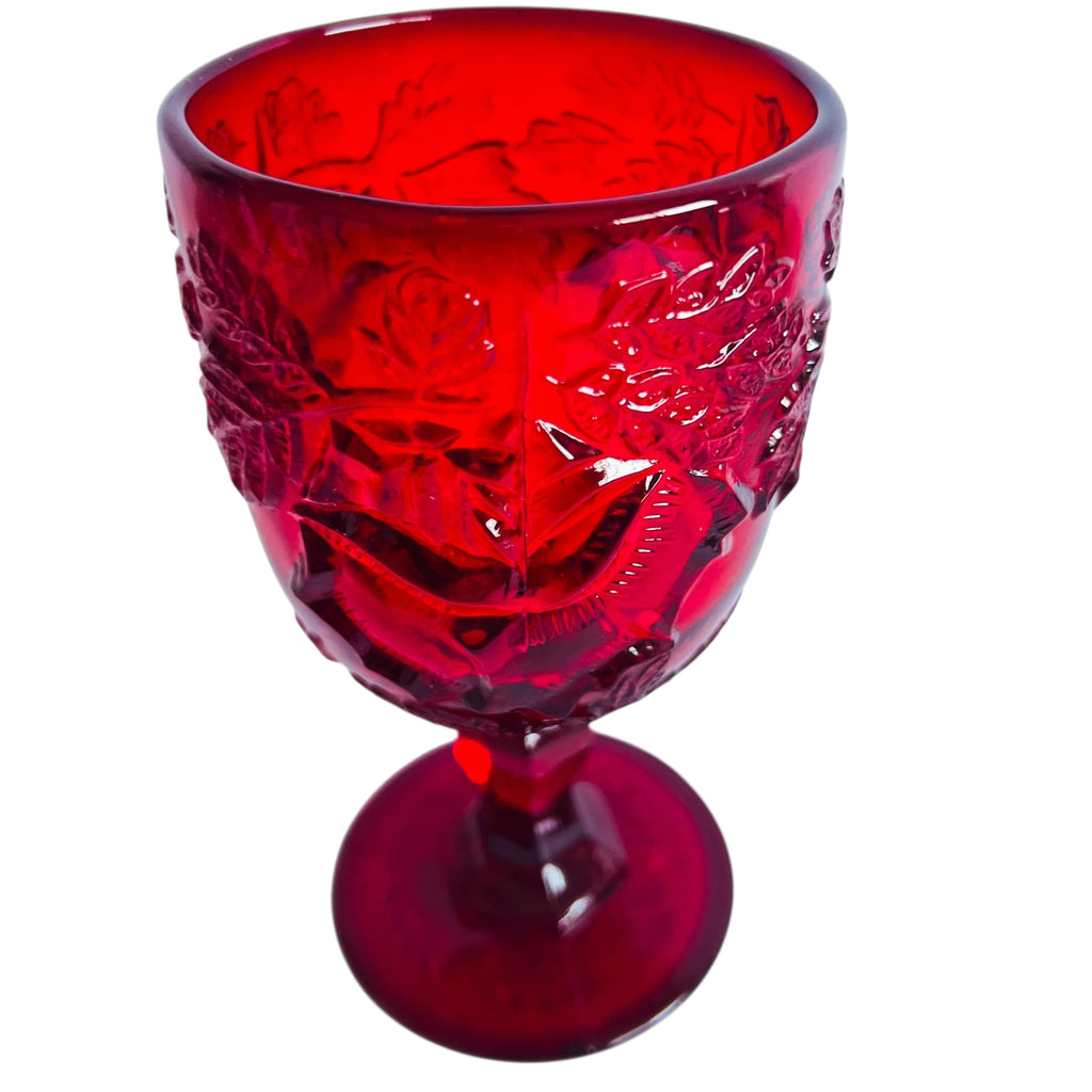 Madonna Inn Wild Rose Ruby Red Goblet Drinking Glass
